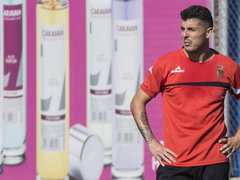 ?Abraham, en un entrenamiento del Real Zaragoza