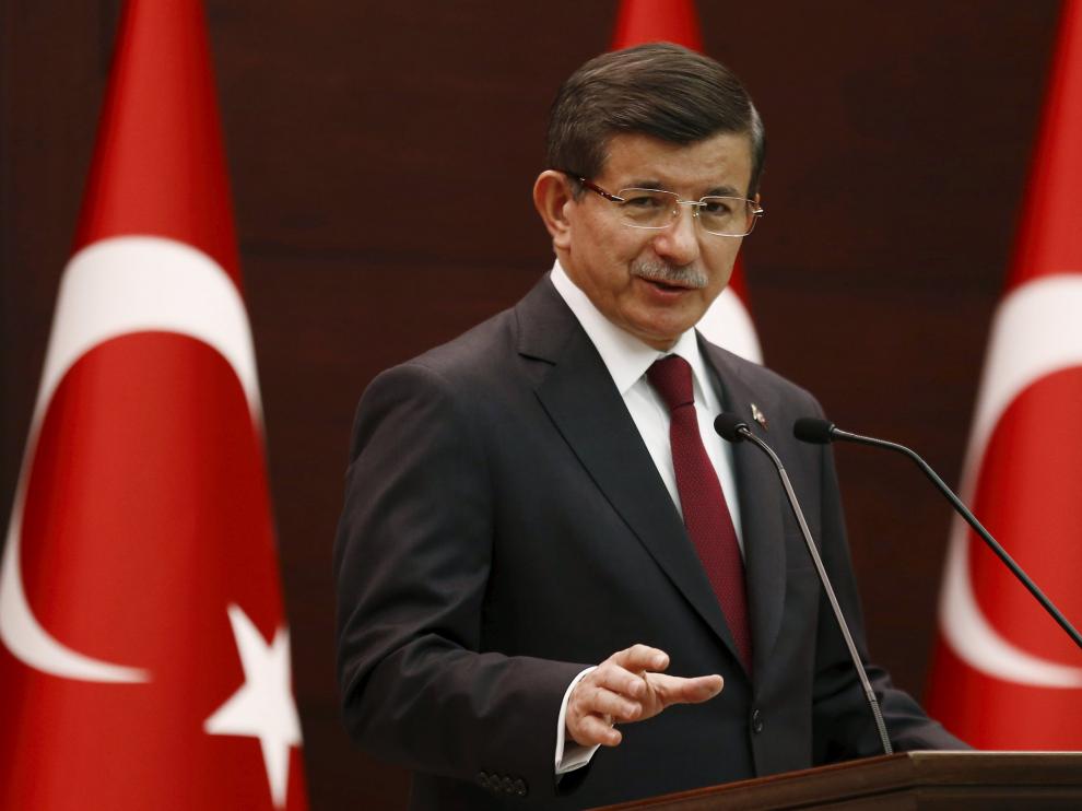 El primer ministro Ahmet Davutoglu durante una conferencia en Ankara.