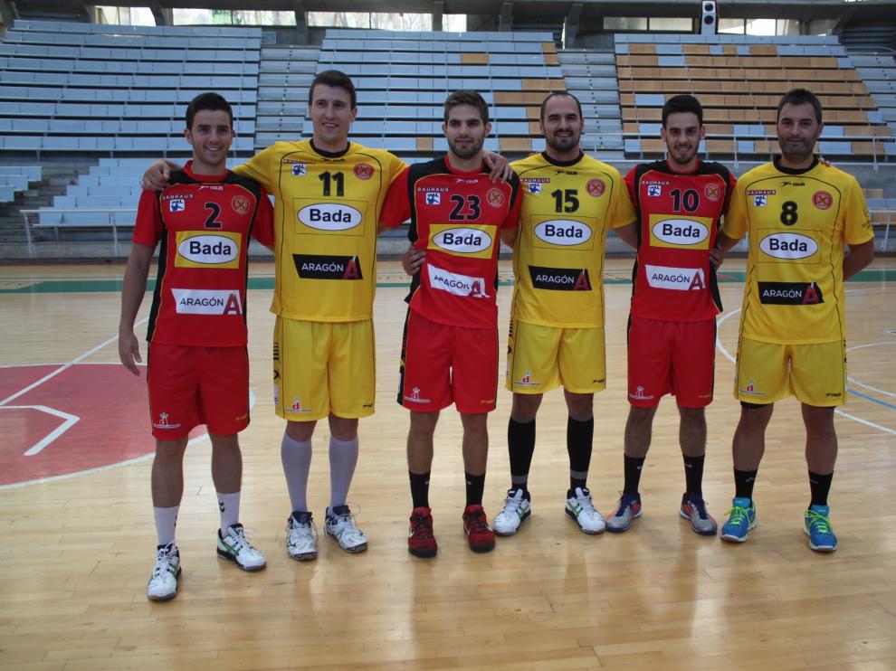 Los jugadores Álvaro Cabanas, Eloy González, Marco Escribano, Pepe Novelle, Jorge Lafuente y Abraham Rochel.