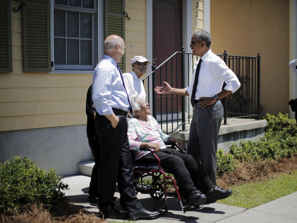 Obama visita a algunos de los afectados por el huracán 'Katrina