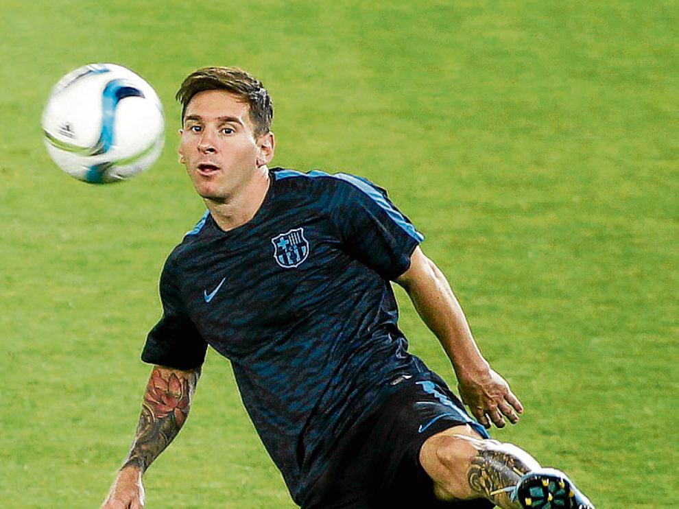 Leo Messi, ejercitándose ayer en Tiblisi.
