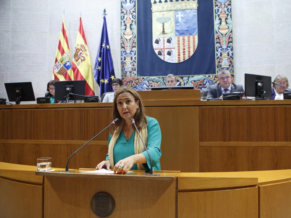 La consejera Mayte Pérez este jueves en las Cortes.