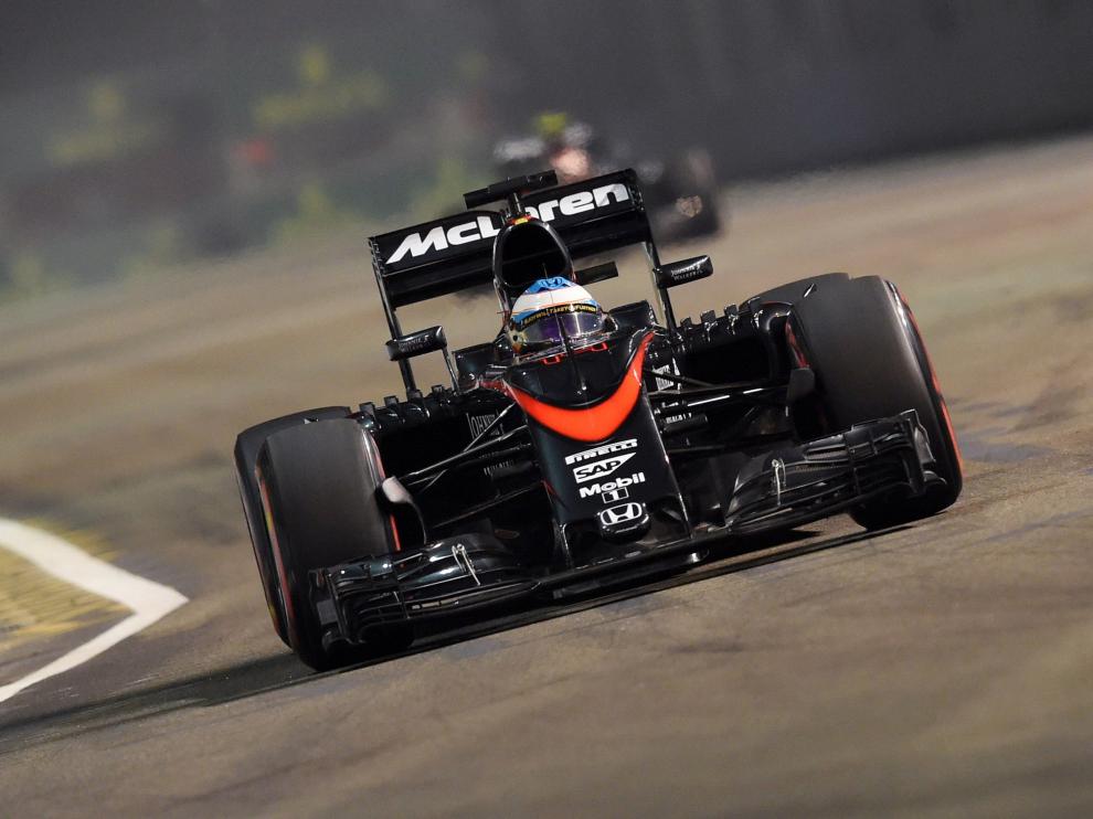 El piloto español Fernando Alonso durante una sesión en Singapur.