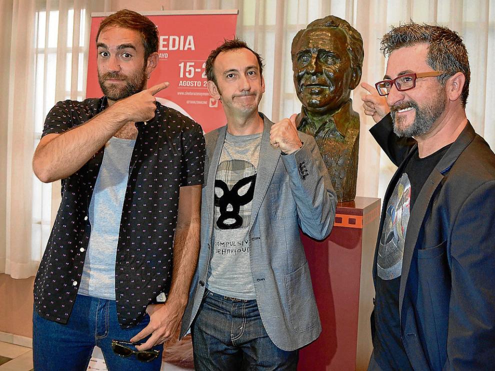 Jon Plazaola, Íñigo Salinero y Gorka Aguinagalde, ayer, en Tarazona.