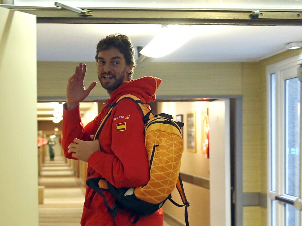 Pau Gasol al término de un entrenamiento, a la espera de la final del Eurobasket 2015.