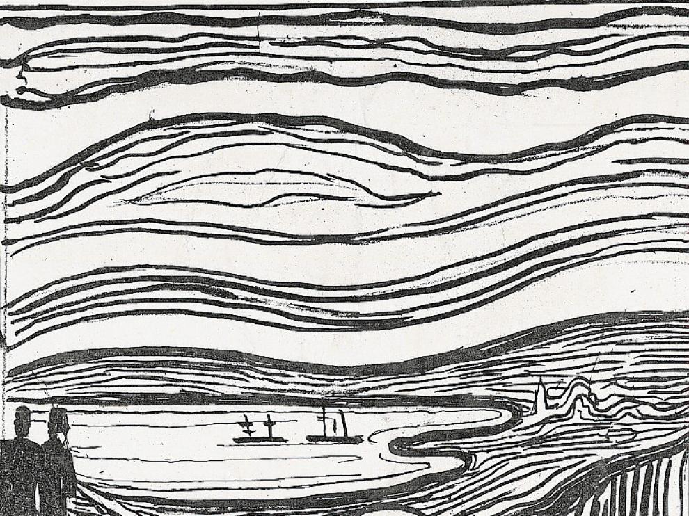 'El grito', de Edvard Munch. Lápiz litográfico y tinta china. 1895.