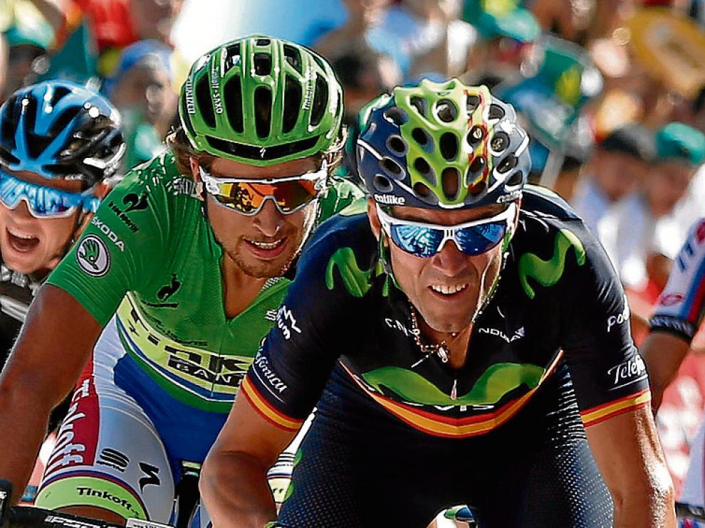 Valverde, ayer en el esprín final de Vejer de la Frontera.