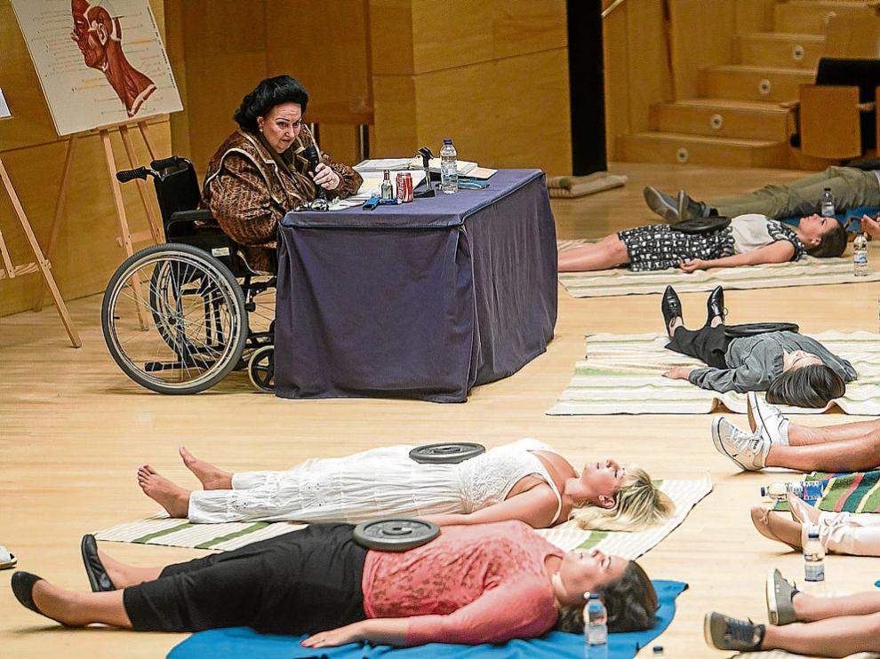 Clases impartidas por Montserrat Caballé en Zaragoza en septiembre del año pasado.