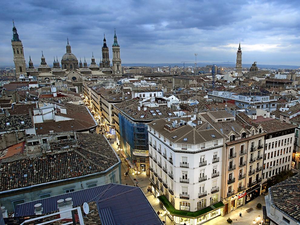 Vistas aéreas del Casco Histórico de Zaragoza.