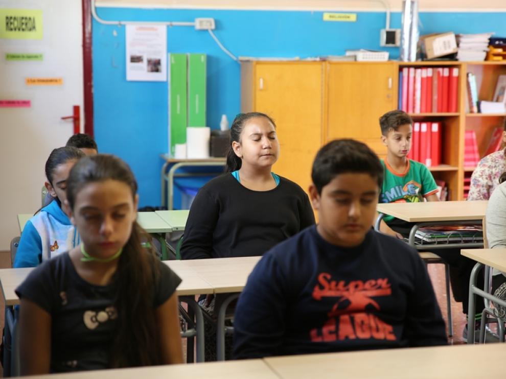 Mindfulness en el colegio Ramiro Soláns de Zaragoza.