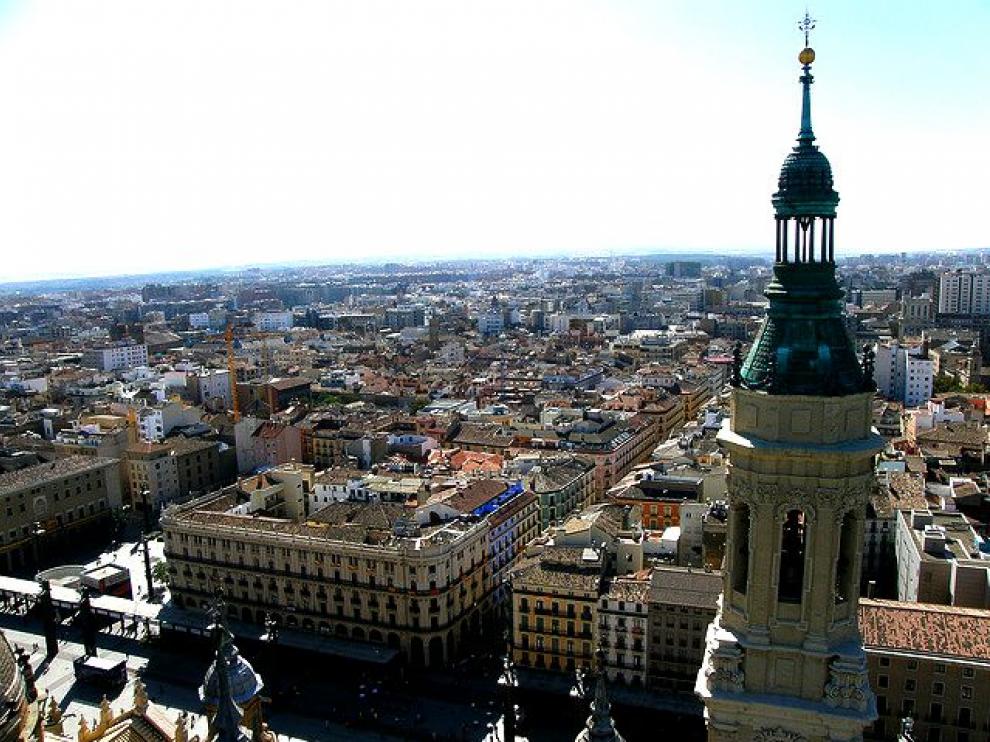 Vistas de Zaragoza desde la Basílica del Pilar.