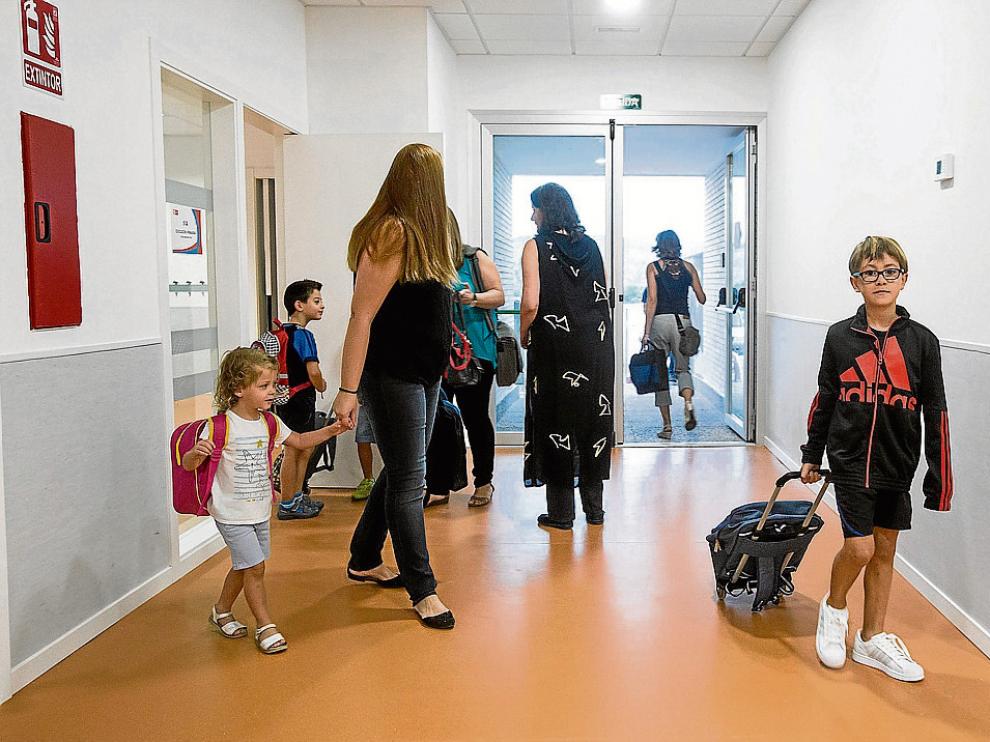 Primer día de curso en el colegio Ánfora de Cuarte, el pasado jueves.