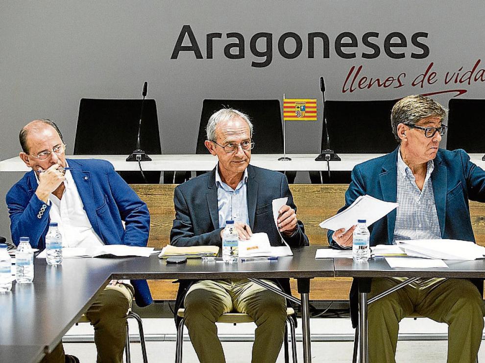 Arturo Aliaga tercero por la izquierda, durante la celebración de la Ejecutiva de ayer.