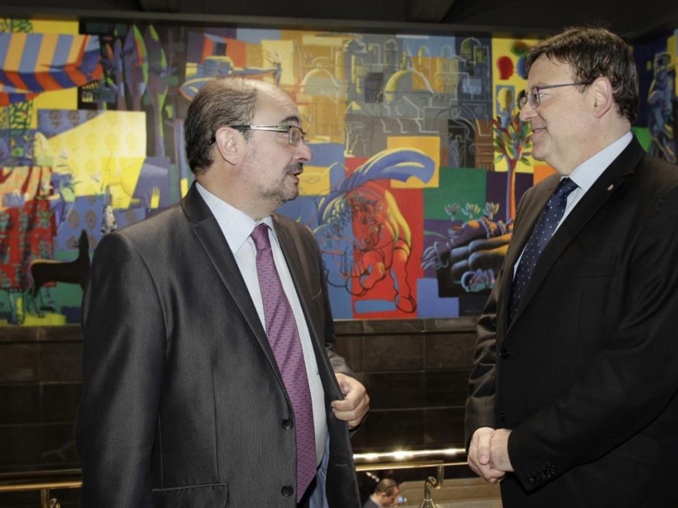 El presidente de Aragón, Javier Lambán, se ha reunido homólogo valenciano