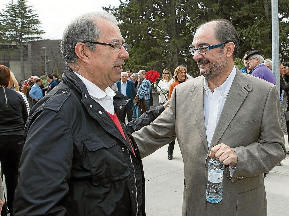 El consejero de Hacienda,Fernando Gimeno, y el presidente aragonés, Javier Lambán.