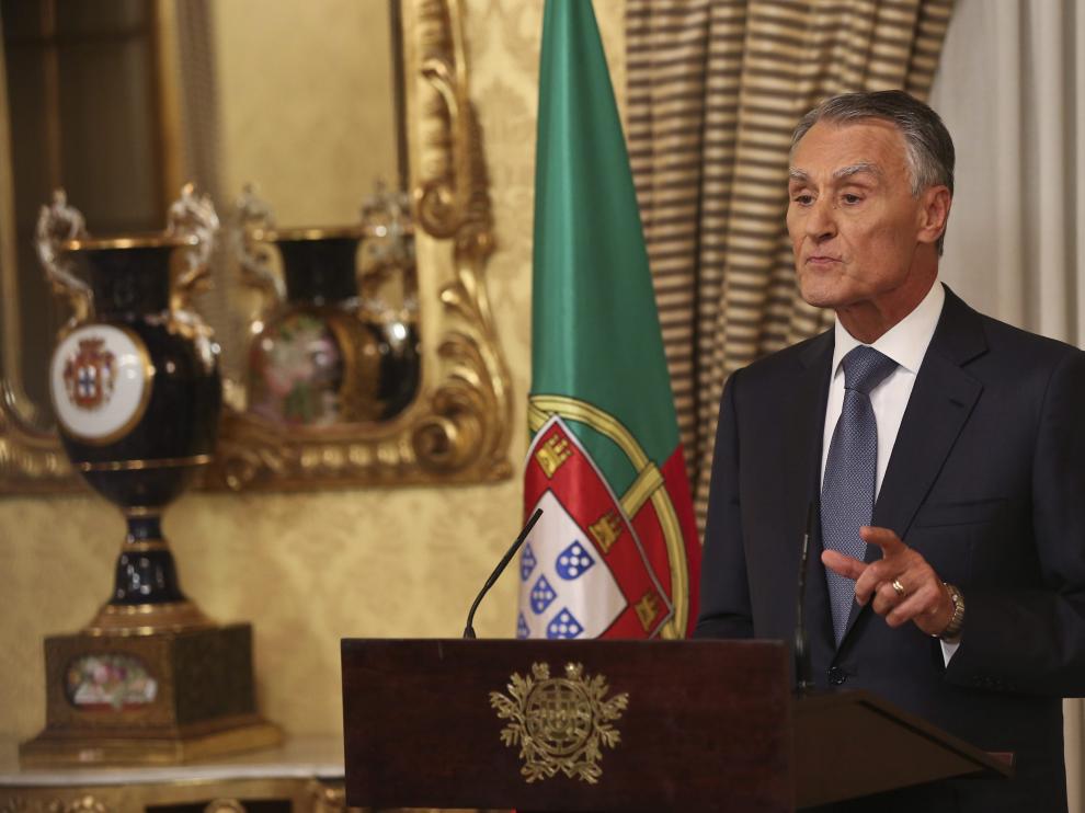 El presidente de Portugal, Aníbal Cavaco Silva, mientras pronuncia un discurso.