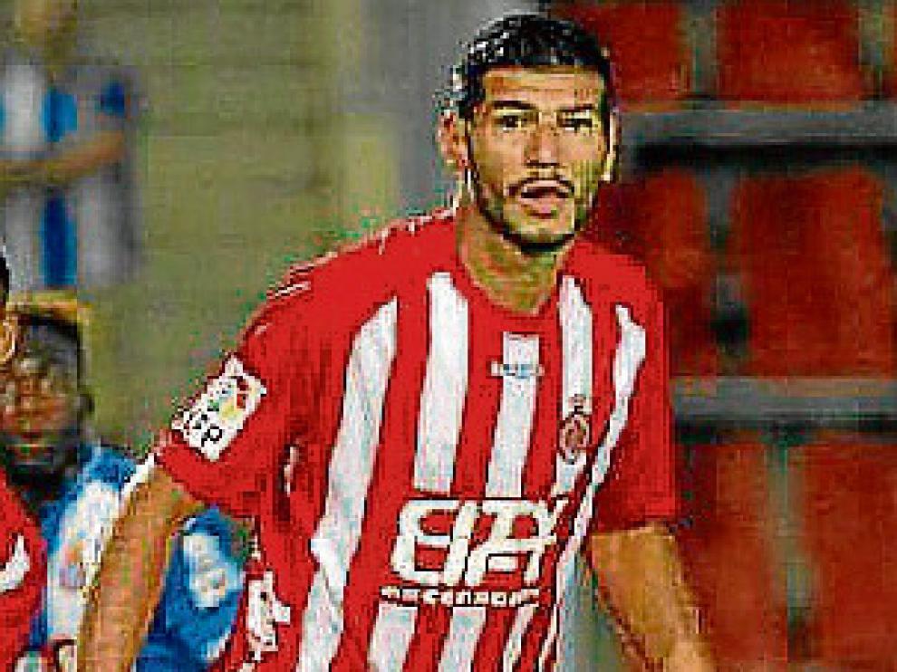 Javi Álamo, con la camiseta del Girona FC.