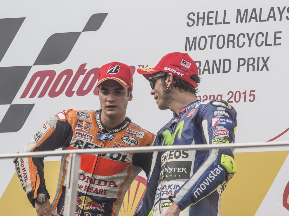 Dani Pedrosa, junto a Valentino Rossi