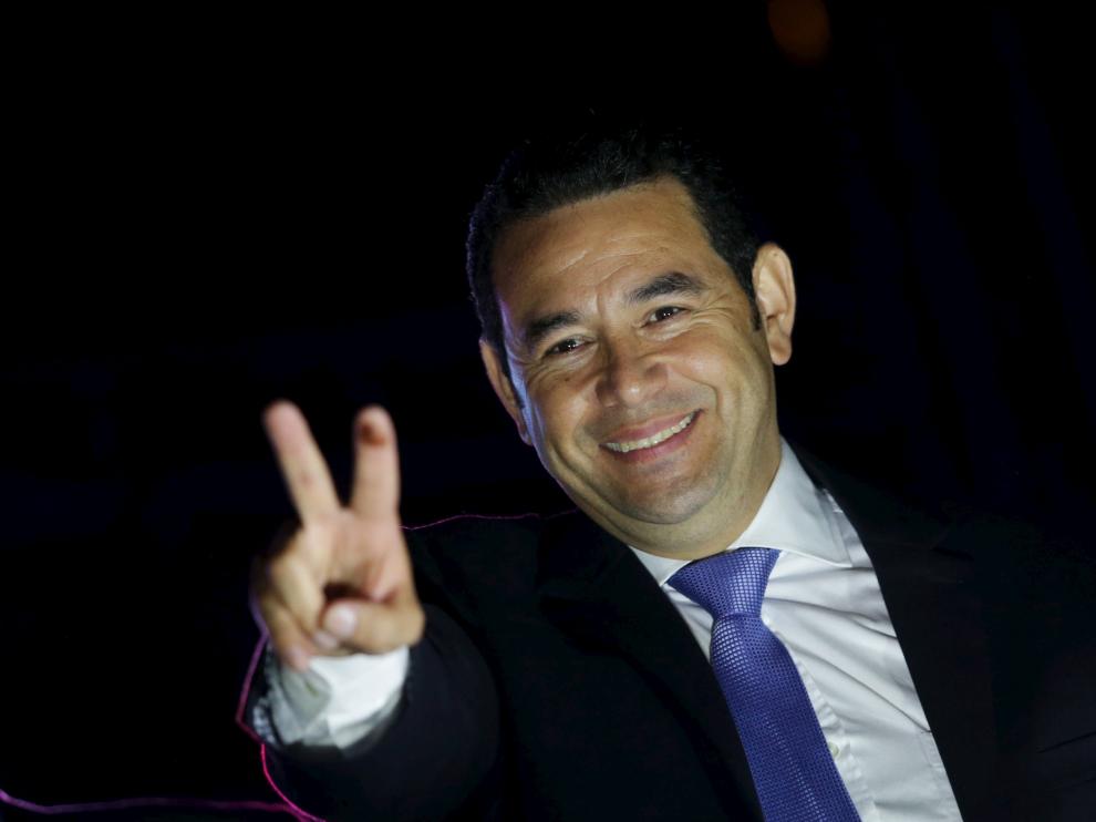 Morales tras proclamarse Presidente de Guatemala.