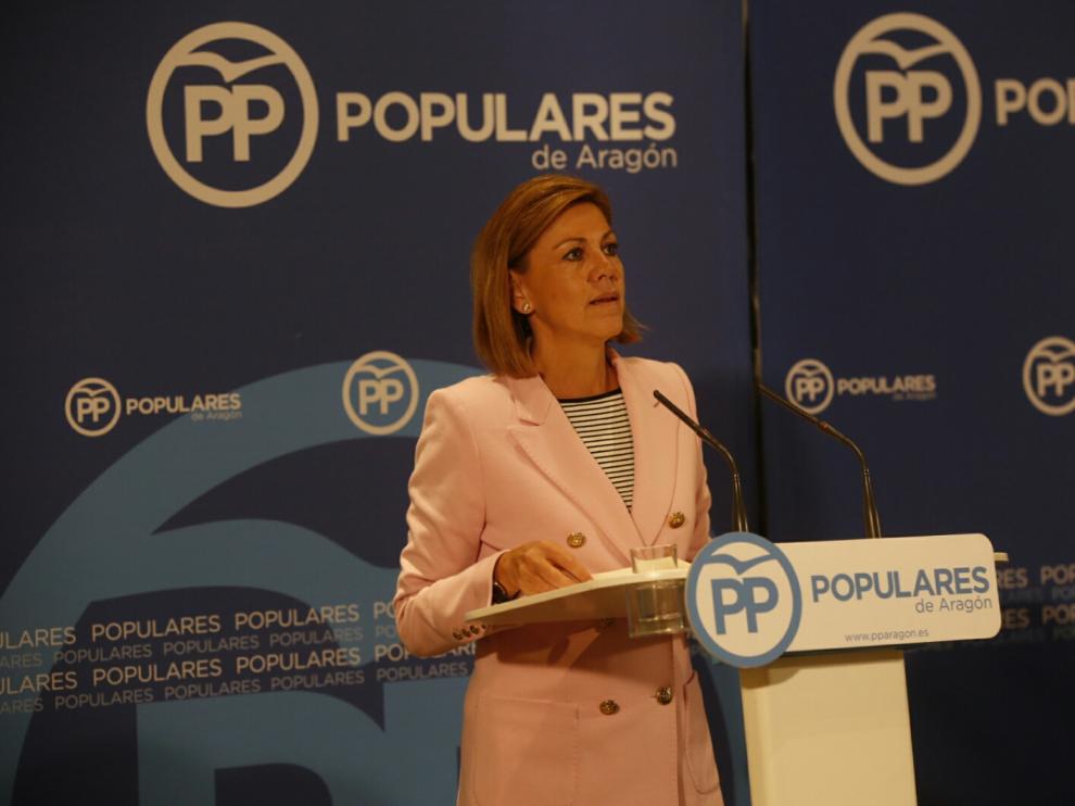 María Dolores Cospedal, este martes en Zaragoza.