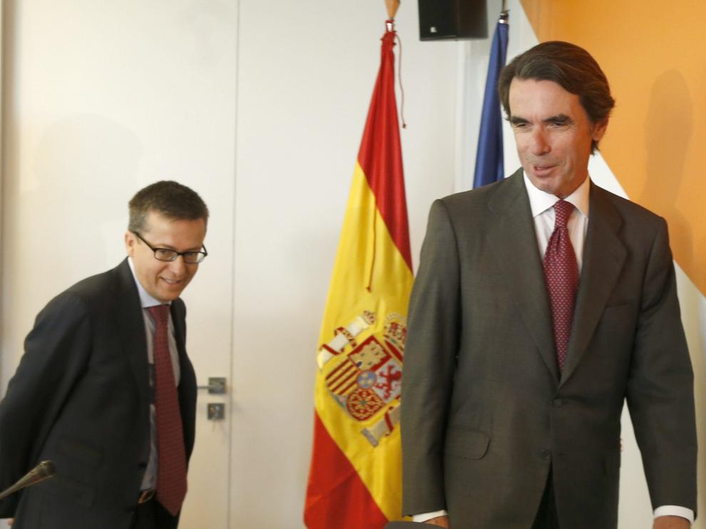 El expresidente del Gobierno José María Aznar durante la presentación del informe de la Fundación FAES