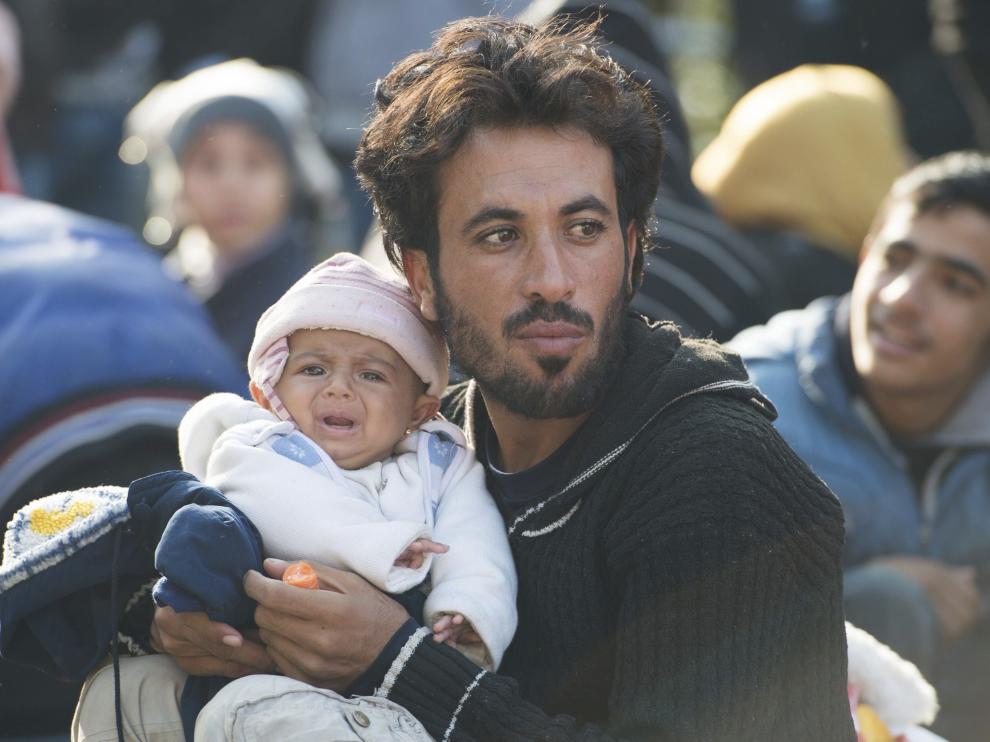 Refugiados en la frontera de Alemania y Austria.