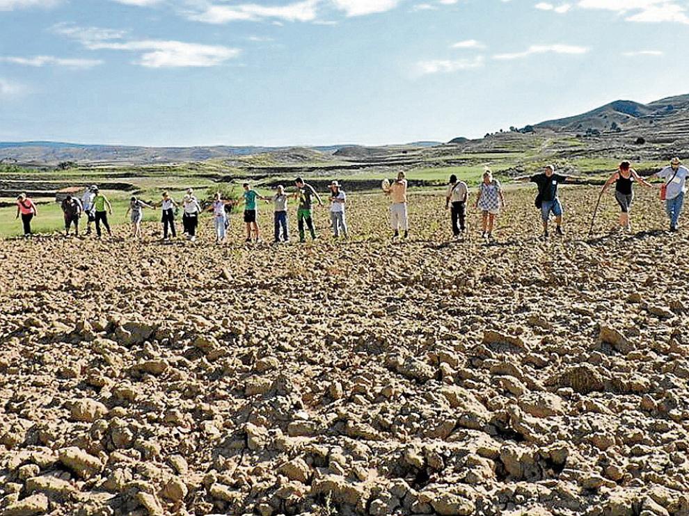 Prospección superficial realizada por voluntarios el pasado verano en busca del campo de batalla.