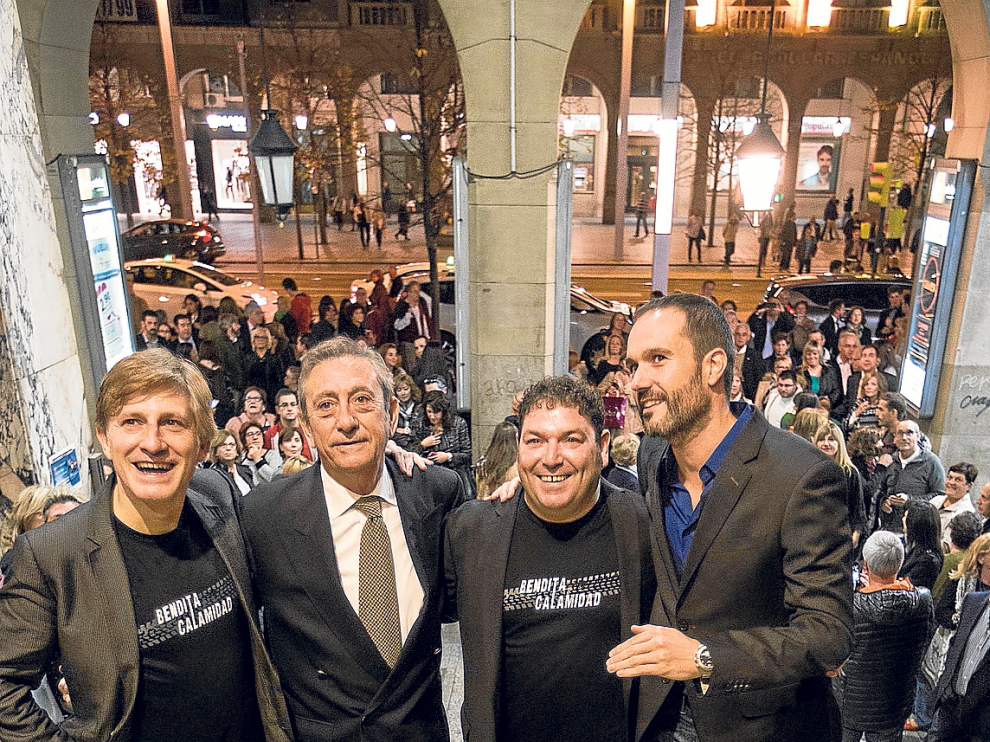 Gaizka Urresti, Luis Varela, Jorge Asín y Nacho Rubio, anoche en el estreno en los Palafox.