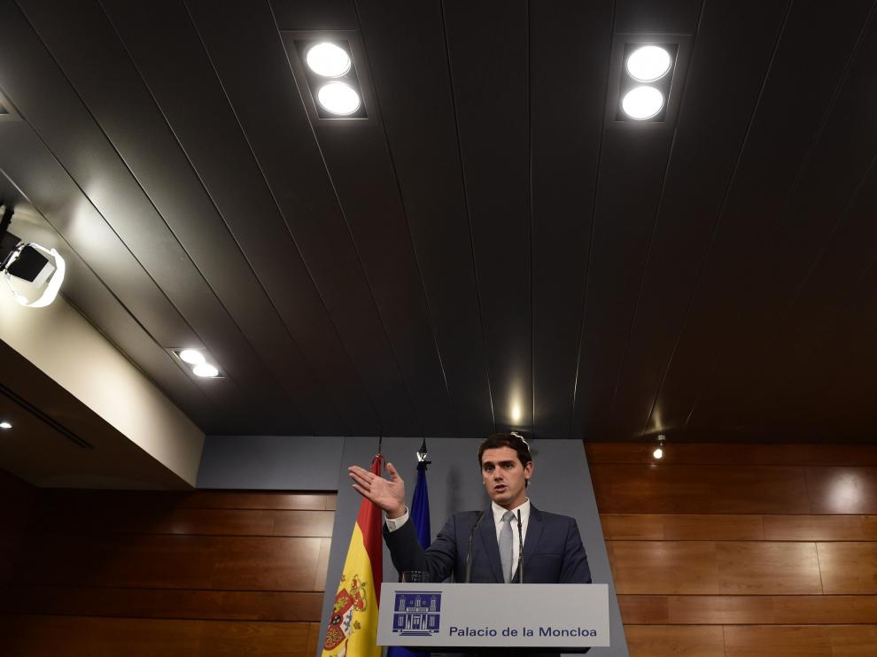Albert Rivera, en Moncloa tras reunirse con Rajoy