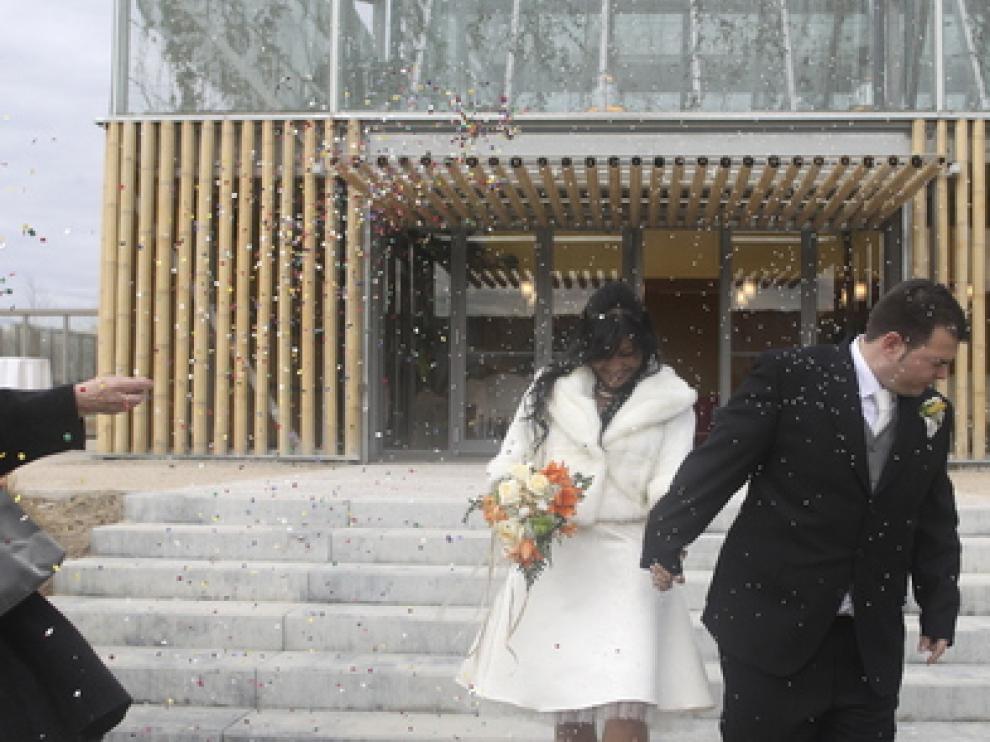 Una de las primeras bodas realizadas en el Parque del Agua.