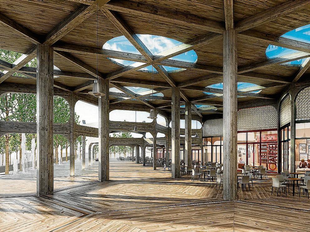 Recreación de la zona de restauración del proyecto de la fábrica de Pikolin.