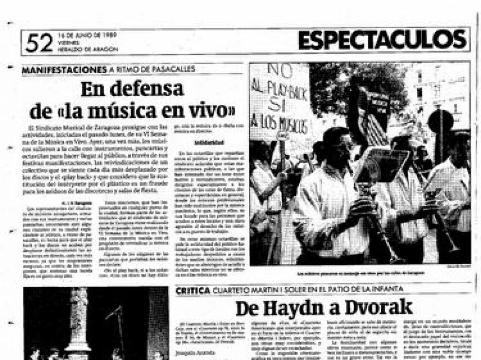 Página de Heraldo de Aragón donde se detalla el conflicto de los músicos