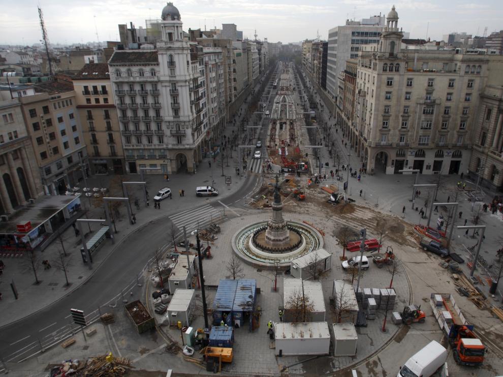 Las obras en la plaza de España, en noviembre de 2011.