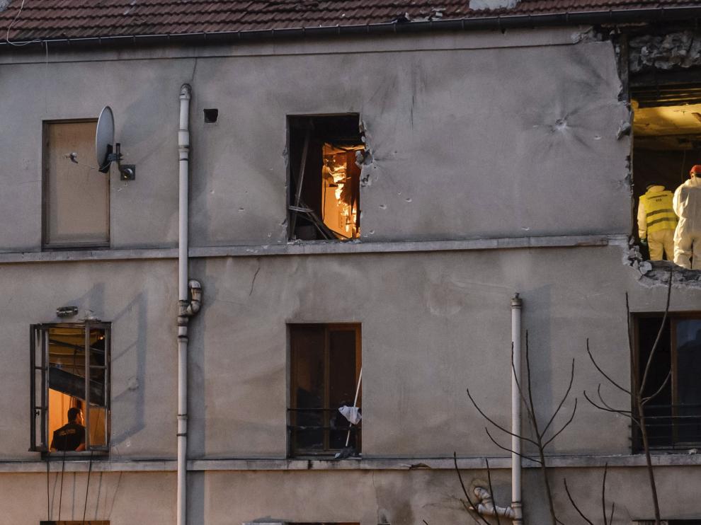 Estado en el que quedó el apartamento de los terroristas en Saint Denis.