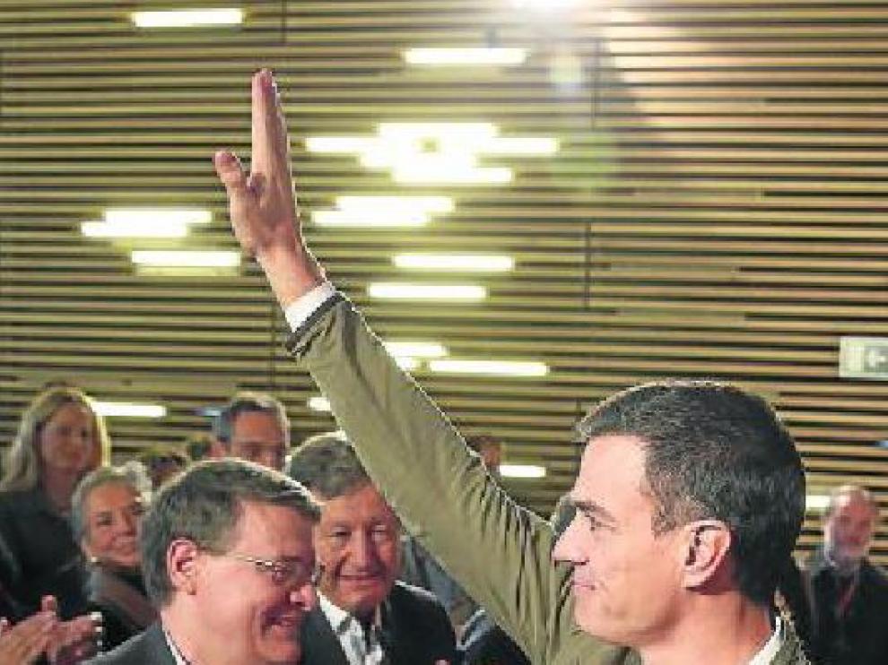 Sánchez en la presentación del programa electoral, en Madrid.