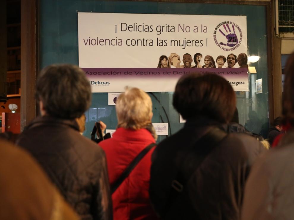 Concentración contra la violencia machista en el barrio de las Delicias esta tarde