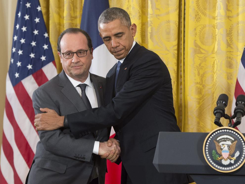 Los presidentes de Estados Unidos y Francia, Barack Obama y Francóis Hollande.