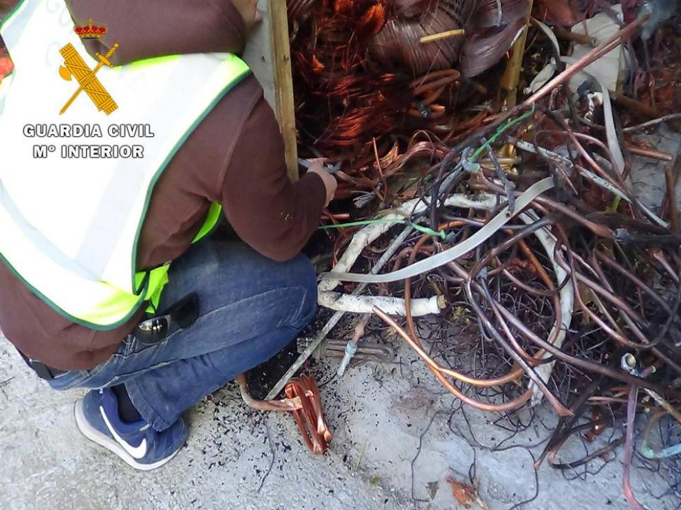 En la inspección del centro de reciclaje de Garrapinillos se han intervenido más de 1700 kg de cobre de ilícita procedencia.