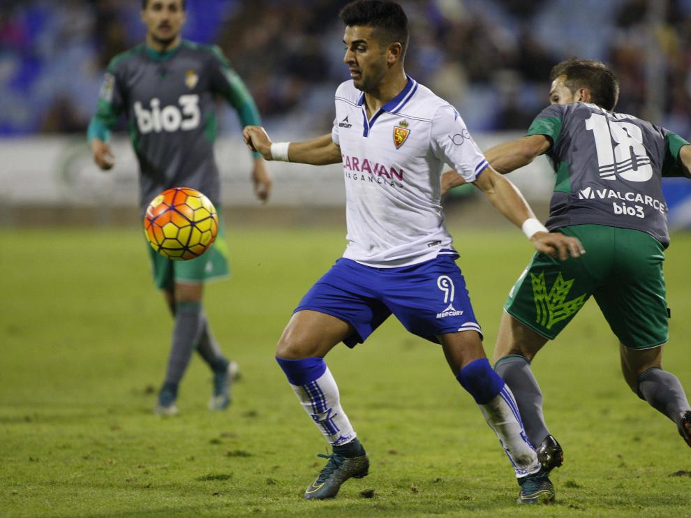 Ángel, durante el partido contra la Ponferradina