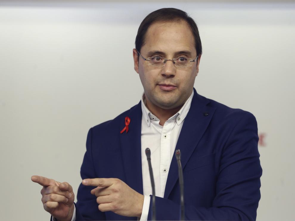 César Luena, en la presentación ayer en Madrid de la campaña electoral del PSOE.
