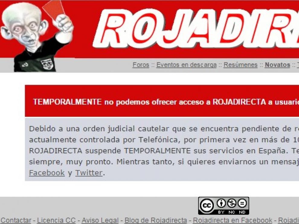 Rojadirecta acata el cierre cautelar de la web que decretó el juzgado coruñés