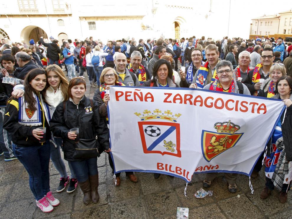 Seguidores bilbilitanos del Real Zaragoza, el año pasado en Soria.