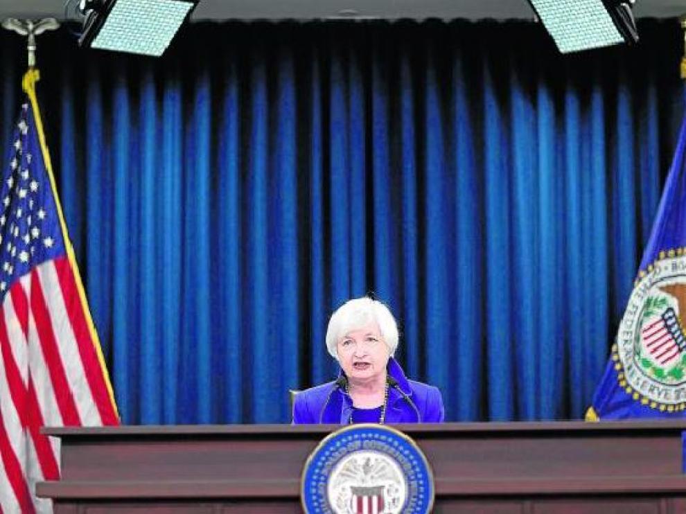 La presidenta de la Reserva Federal estadounidense, Janet Yellen, ayer en Washington.