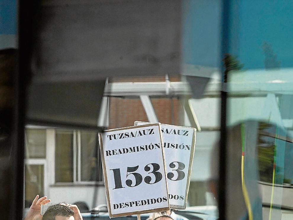 Protesta de los empleados de Auzsa en 2013.