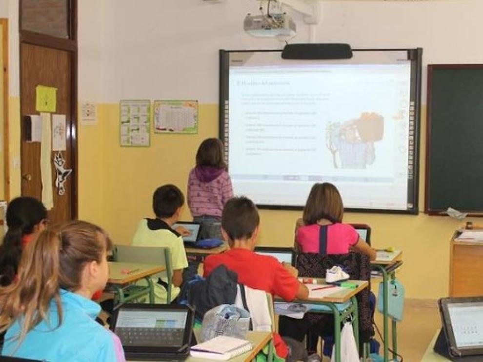 Clase de Primaria en un colegio aragonés.