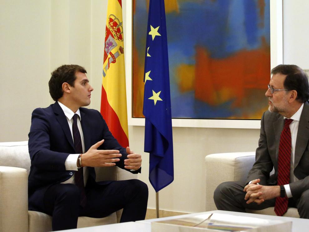 Rajoy y Rivera, durante la reunión que mantuvieron en la Moncloa