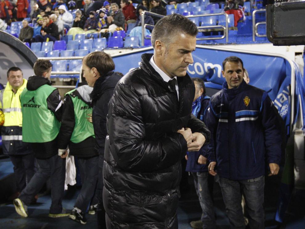 Lluís Carreras, en su primer partido como entrenador del Real Zaragoza