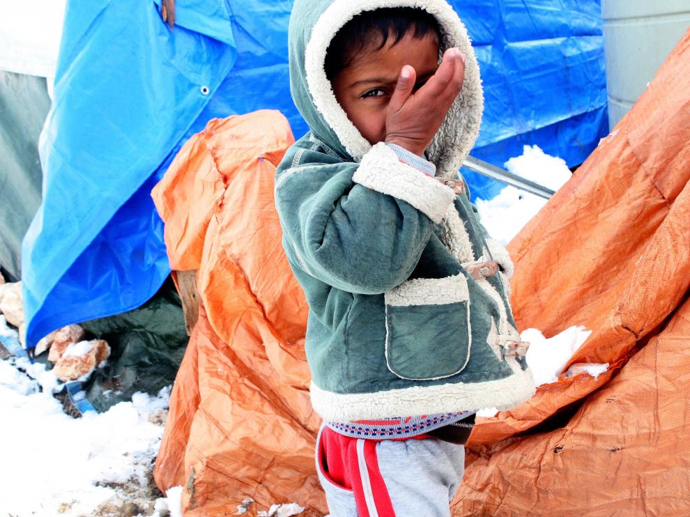 Niños sirios refugiados en el campo de Bekaa Valley, en Siria