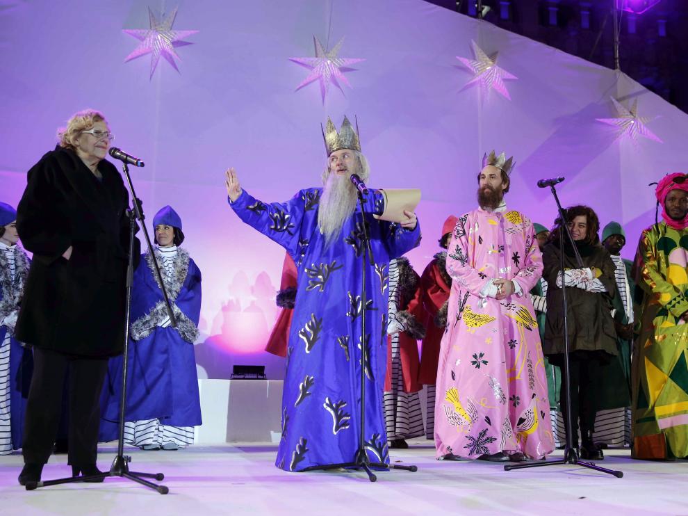 Una imagen de los Reyes Magos durante la cabalgata de Madrid