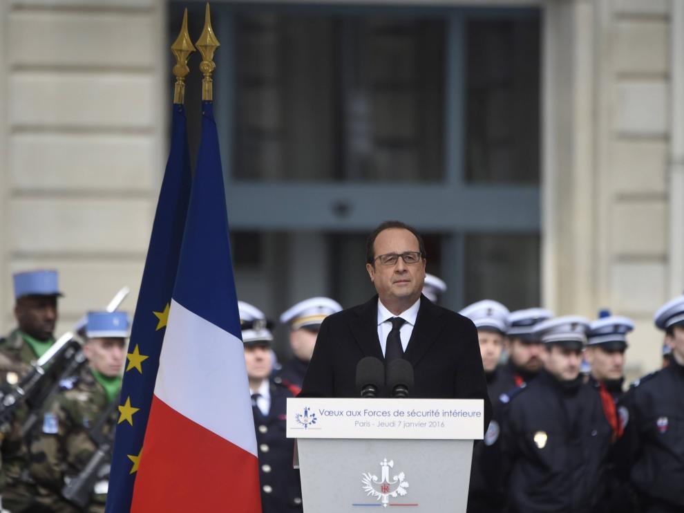Hollande durante el homenaje a las víctimas del terrorismo.